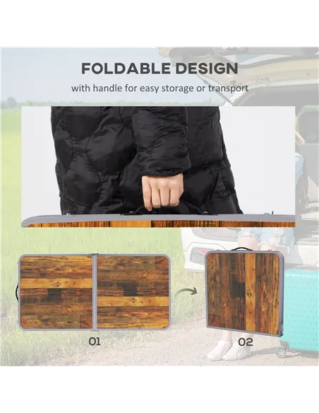 Outsunny 3ft Folding Camping Table Height Adjustable Aluminium Outdoor Garden Party Picnic BBQ Trestle Table Field Kitchen