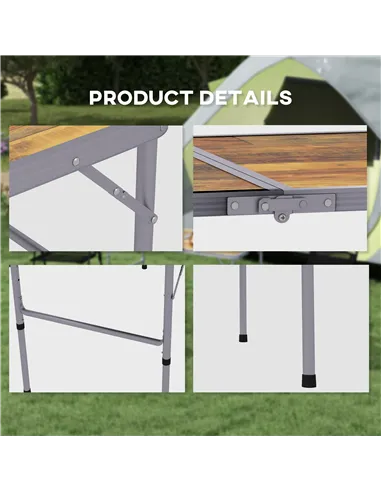 Outsunny 3ft Folding Camping Table Height Adjustable Aluminium Outdoor Garden Party Picnic BBQ Trestle Table Field Kitchen