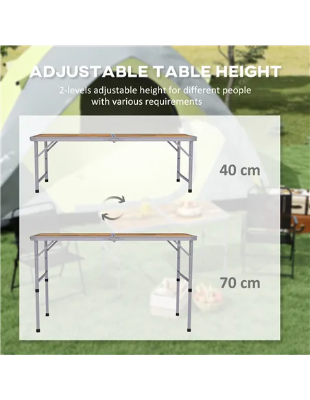 Outsunny 3ft Folding Camping Table Height Adjustable Aluminium Outdoor Garden Party Picnic BBQ Trestle Table Field Kitchen