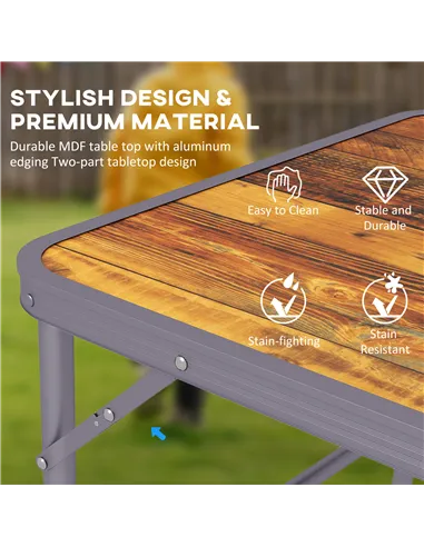 Outsunny 3ft Folding Camping Table Height Adjustable Aluminium Outdoor Garden Party Picnic BBQ Trestle Table Field Kitchen