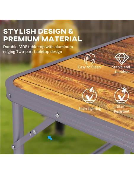 Outsunny 3ft Folding Camping Table Height Adjustable Aluminium Outdoor Garden Party Picnic BBQ Trestle Table Field Kitchen