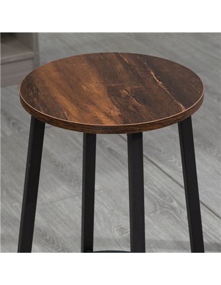 HOMCOM Bar Stools, Set of 2 Kitchen Breakfast Stools with Sturdy Steel Frame, Industrial Tall Bar Chairs, 65cm High Seat, Rustic