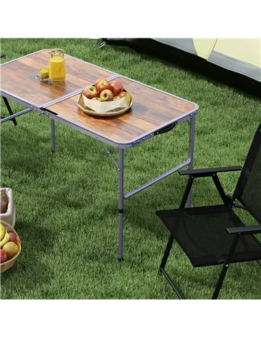 Outsunny 3ft Folding Camping Table Height Adjustable Aluminium Outdoor Garden Party Picnic BBQ Trestle Table Field Kitchen