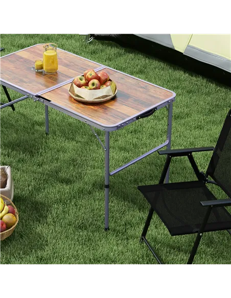 Outsunny 3ft Folding Camping Table Height Adjustable Aluminium Outdoor Garden Party Picnic BBQ Trestle Table Field Kitchen