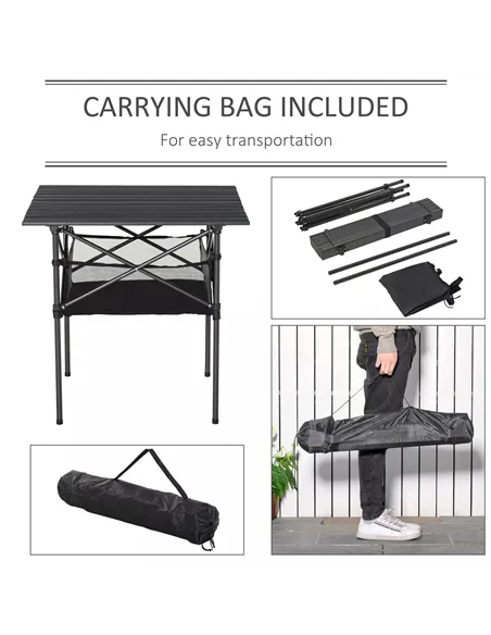 Outsunny Outdoor Folding Camping Table W/ Storage Bag, Portable for Garden Beach Picnic