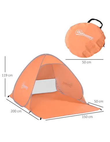 Outsunny 2 Person Pop Up UV Shelter Shade-Orange