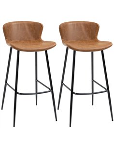 HOMCOM Bar Stools Set of 2, PU Leather Upholstered Bar Chairs, Breakfast Kitchen Counter Chairs with Backs, Steel Legs and Footr