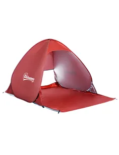 Outsunny Pop-up Portable Beach Tent-Red