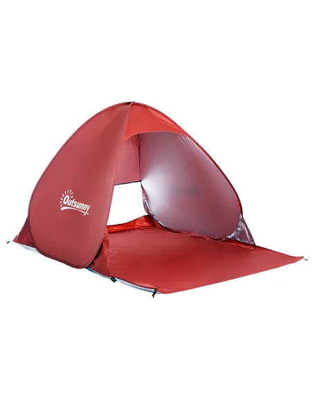Outsunny Pop-up Portable Beach Tent-Red