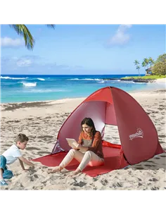 Outsunny Pop-up Portable Beach Tent-Red 2
