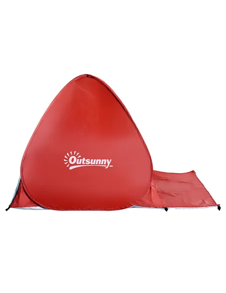 Outsunny Pop-up Portable Beach Tent-Red