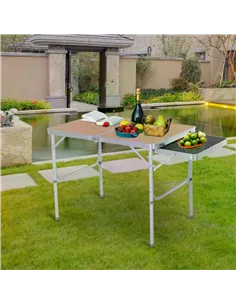 Outsunny 3ft Aluminium MDF-Top Folding Picnic Table Portable Camping Table 2