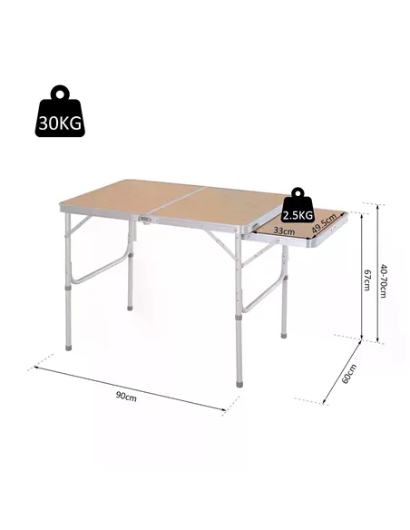 Outsunny 3ft Aluminium MDF-Top Folding Picnic Table Portable Camping Table