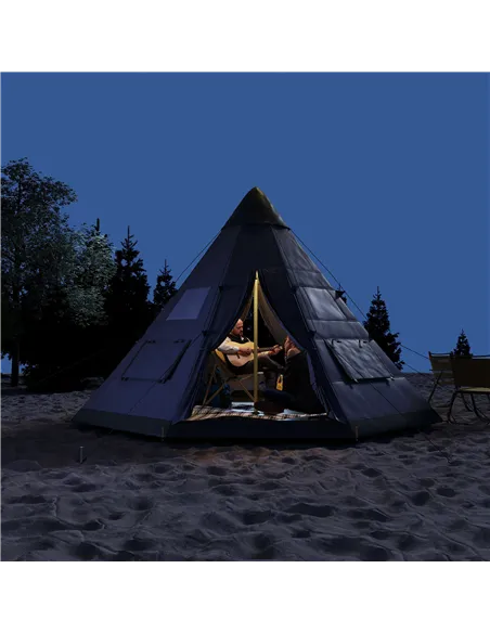Outsunny 6 Men Tipi Tent with Carry Bag - Grey
