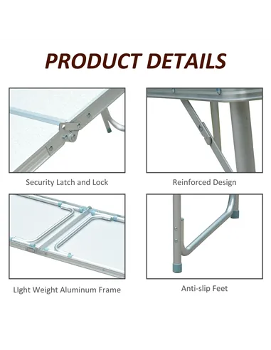 Outsunny Portable Aluminum Foldable Table