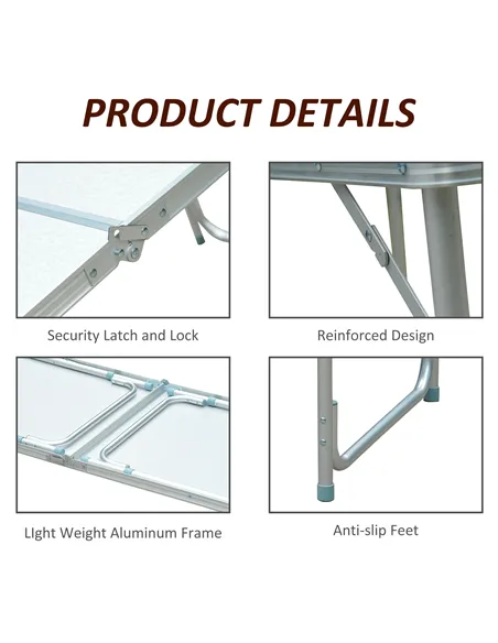 Outsunny Portable Aluminum Foldable Table
