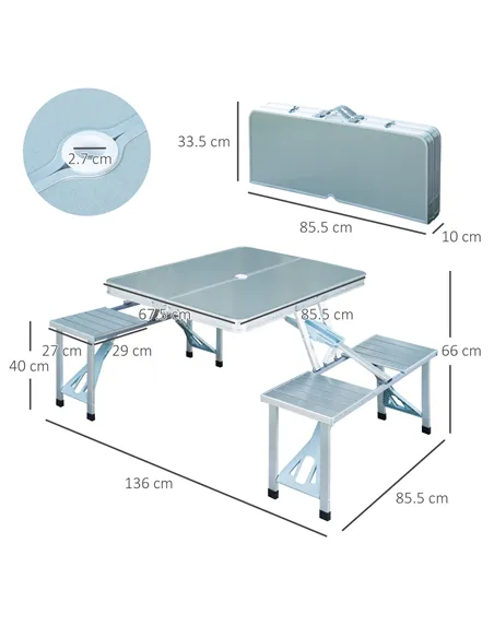 Outsunny Aluminum Portable Picnic Table Chair Set