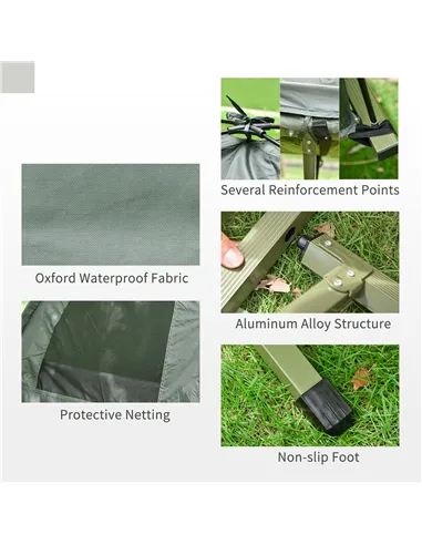 Outsunny 1 person Foldable Camping Tent w/Sleeping Bag Air Mattress Outdoor Hiking Picnic Bed cot w/Foot Pump