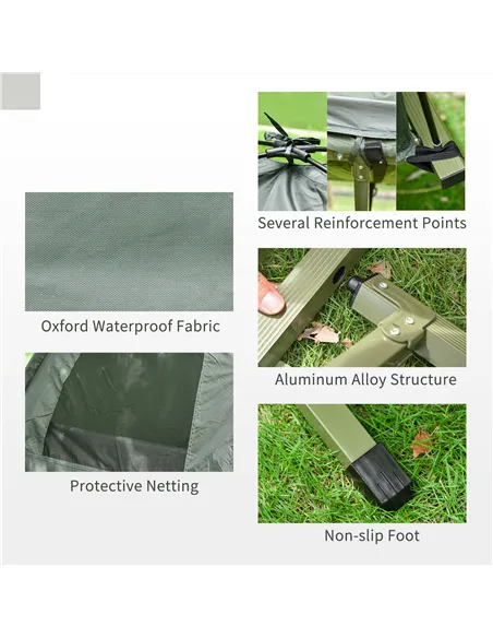 Outsunny 1 person Foldable Camping Tent w/Sleeping Bag Air Mattress Outdoor Hiking Picnic Bed cot w/Foot Pump