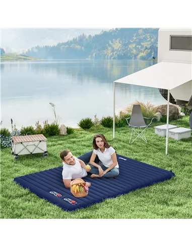 Outsunny 2 Person Camping Inflatable Mattress - Navy Blue
