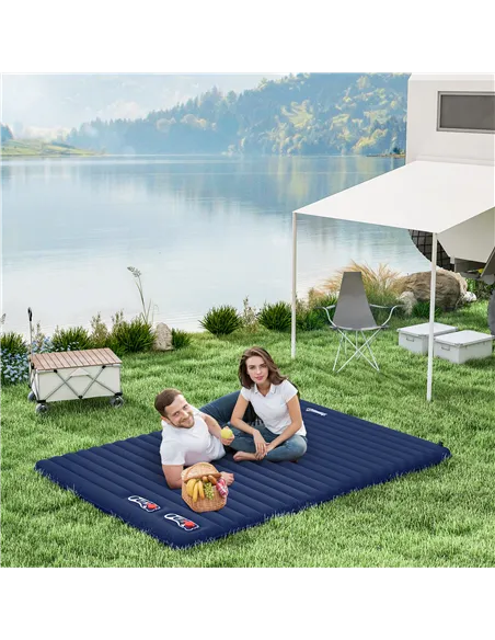 Outsunny 2 Person Camping Inflatable Mattress - Navy Blue