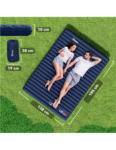 Outsunny 2 Person Camping Inflatable Mattress - Navy Blue