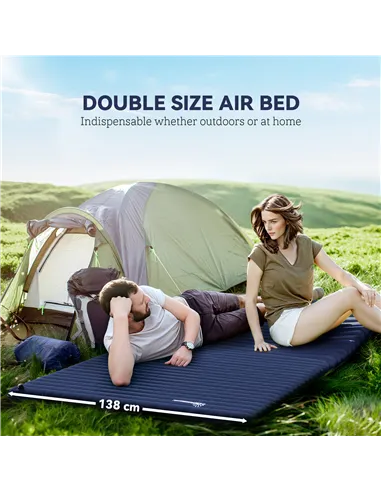 Outsunny 2 Person Camping Inflatable Mattress - Navy Blue