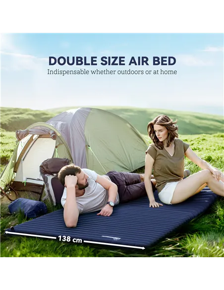 Outsunny 2 Person Camping Inflatable Mattress - Navy Blue