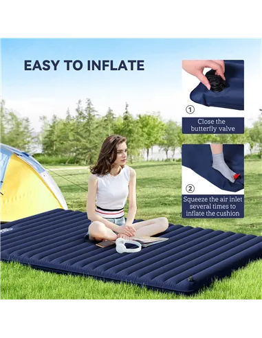 Outsunny 2 Person Camping Inflatable Mattress - Navy Blue