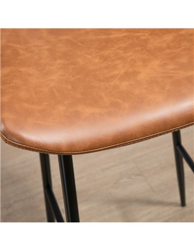 HOMCOM Bar Stools Set of 2, PU Leather Upholstered Bar Chairs, Breakfast Kitchen Counter Chairs with Backs, Steel Legs and Footr