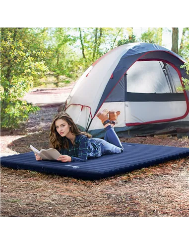Outsunny 2 Person Camping Inflatable Mattress - Navy Blue