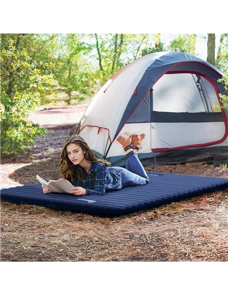 Outsunny 2 Person Camping Inflatable Mattress - Navy Blue