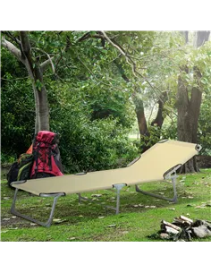 Outsunny Reclining Sun Lounger Chair Folding Camping Bed with 4-Position Adjustable Backrest, for Travel Indoor Outdoor Office F 2