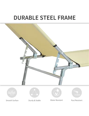 Outsunny Reclining Sun Lounger Chair Folding Camping Bed with 4-Position Adjustable Backrest, for Travel Indoor Outdoor Office F