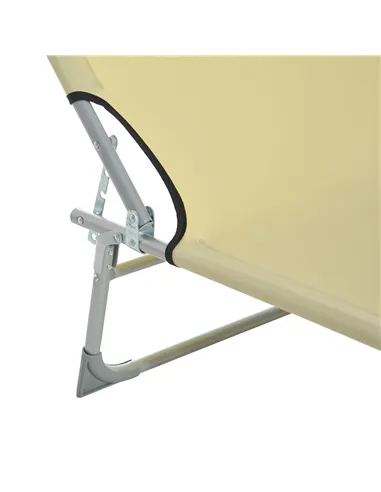 Outsunny Reclining Sun Lounger Chair Folding Camping Bed with 4-Position Adjustable Backrest, for Travel Indoor Outdoor Office F