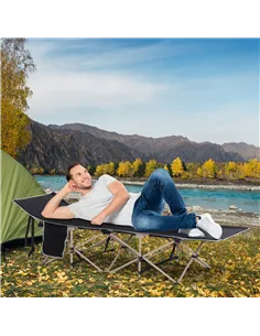 Outsunny Single Person Camping Bed Folding Cot Outdoor Patio Portable Military Sleeping Bed Travel Guest Leisure Fishing with Si 2