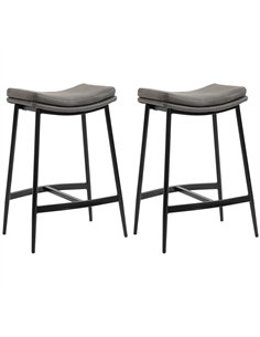 HOMCOM Breakfast Bar Stools Set of 2, Microfibre Upholstered Barstools, Industrial Bar Chairs with Curved Seat and Steel Frame f