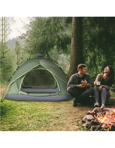 Outsunny 3 Man Camping Tent Automatic Pop Up Tent Portable Double Layer for Festival Hiking Family Travel Shelter
