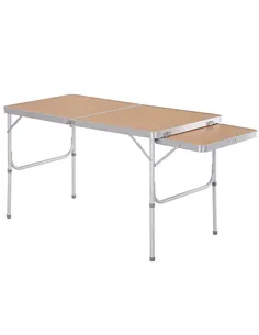 Outsunny Aluminium MDF-Top 4ft Folding Portable Outdoor Table Silver