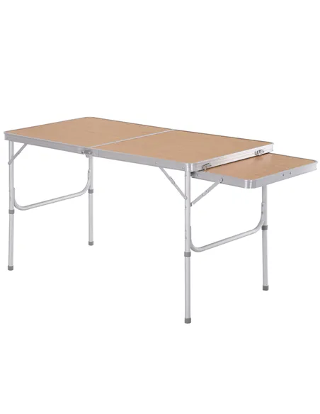Outsunny Aluminium MDF-Top 4ft Folding Portable Outdoor Table Silver