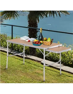 Outsunny Aluminium MDF-Top 4ft Folding Portable Outdoor Table Silver 2