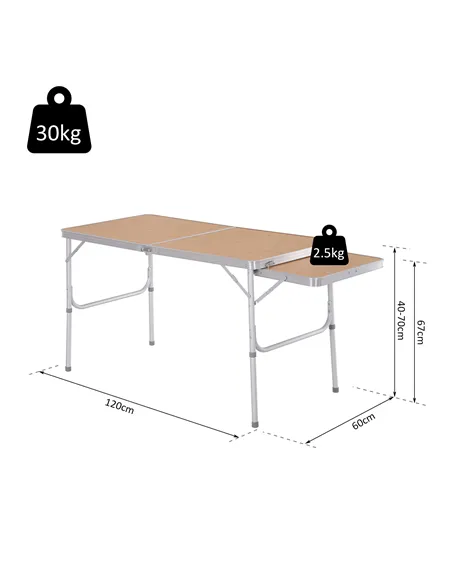 Outsunny Aluminium MDF-Top 4ft Folding Portable Outdoor Table Silver