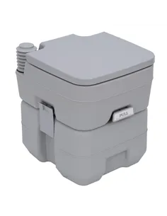 Outsunny 20L Portable Travel Mobile Toilet Outdoor Camping Handle WC with 2 Detachable Tanks & Push-button Operation, Grey