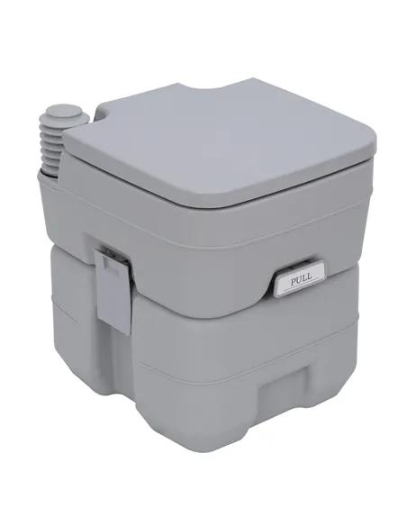 Outsunny 20L Portable Travel Mobile Toilet Outdoor Camping Handle WC with 2 Detachable Tanks & Push-button Operation, Grey