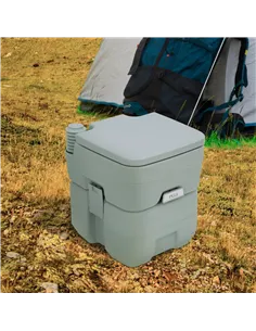 Outsunny 20L Portable Travel Mobile Toilet Outdoor Camping Handle WC with 2 Detachable Tanks & Push-button Operation, Grey 2