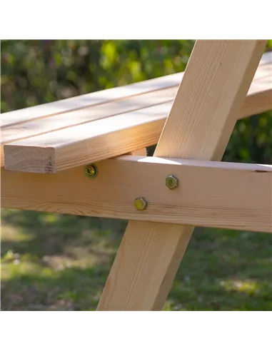 Outsunny 6 Seater Wooden Picnic Table Bench for Outdoor Garden or Patio with Parasol Cutout 150 cm Natural Wood Finish