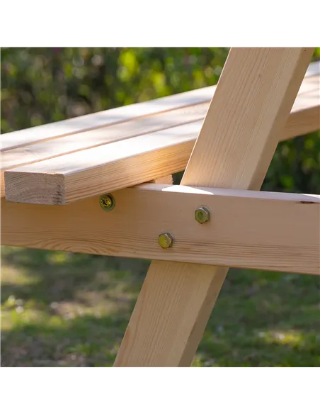 Outsunny 6 Seater Wooden Picnic Table Bench for Outdoor Garden or Patio with Parasol Cutout 150 cm Natural Wood Finish