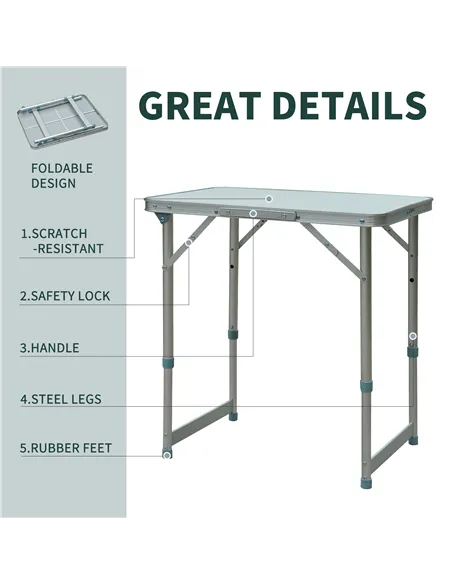Outsunny Patio Foldable Picnic Table-Silver
