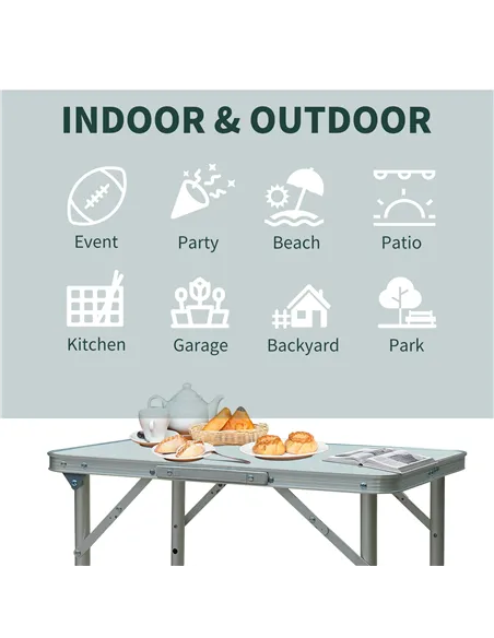 Outsunny Patio Foldable Picnic Table-Silver