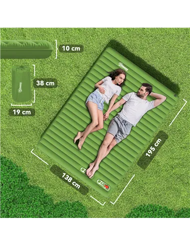 Outsunny 2 Person Camping Inflatable Mattress - Green